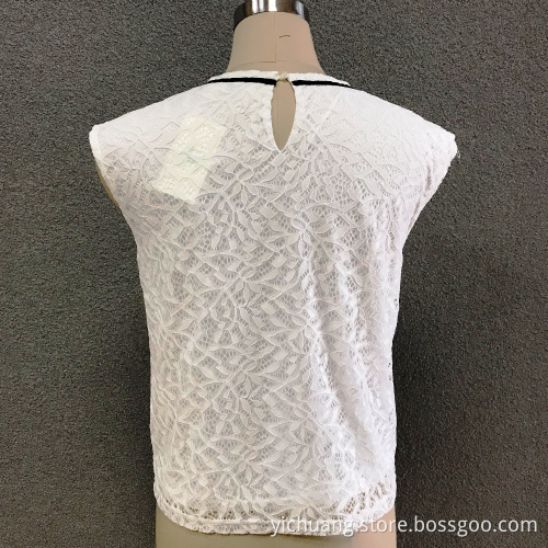 Women's polyester white lace top
